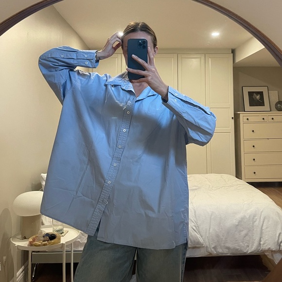 Zara Oversized Cotton Button Up Shirt - Picture 7 of 9